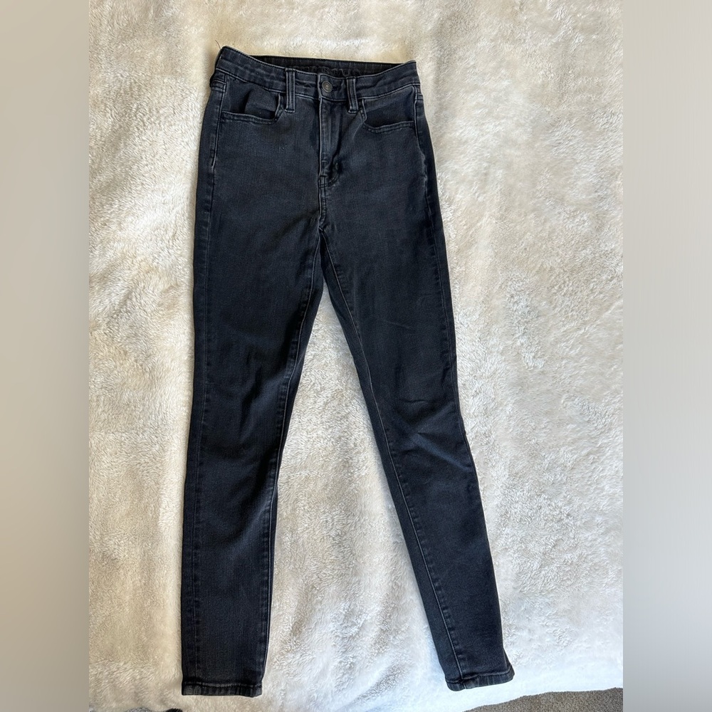 Dark Black Grey American Eagle Skinny Jeans